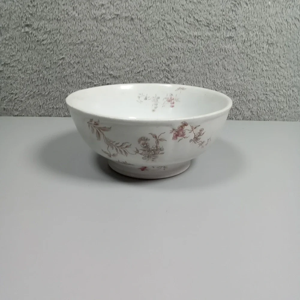 J&G Meakin Hanley England Antique Semi-Porcelain‎ Floral Transferware Bowl 6in